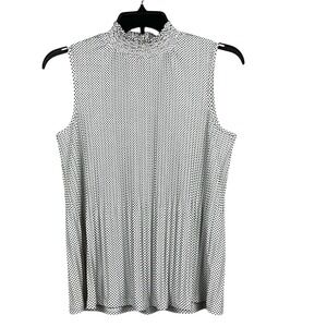 Adrianna Pappel High Neck Sleeveless Blouse Womens‎ Size Medium Black White NWT